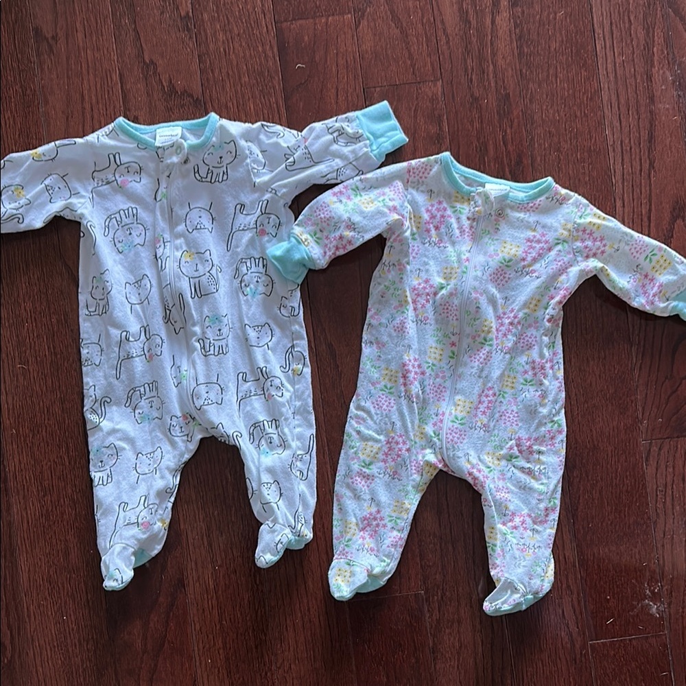 Blue and White Cotton One Piece Footies